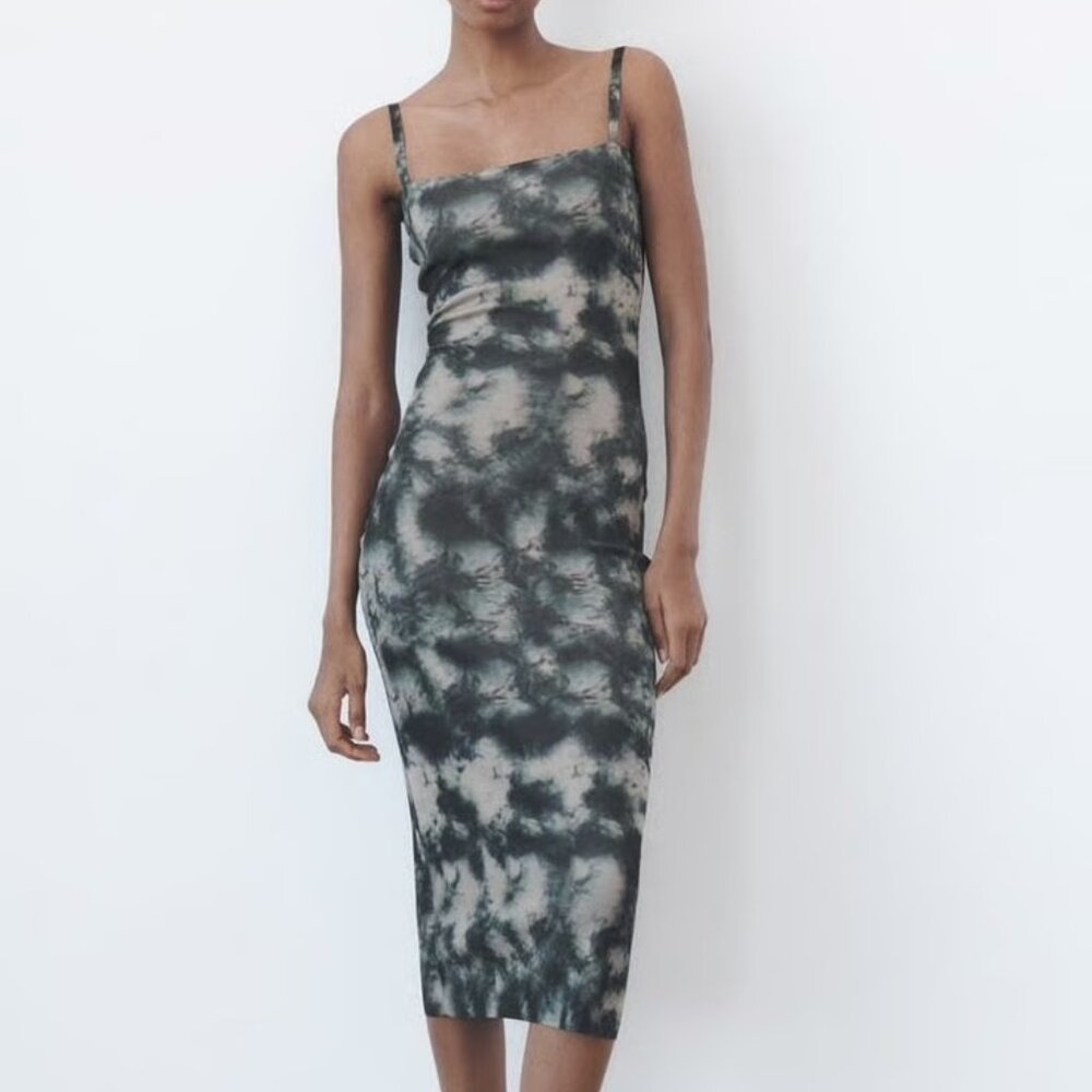 ZARA Tie-Dye Bodycon Midi Dress – Size M, NWT
